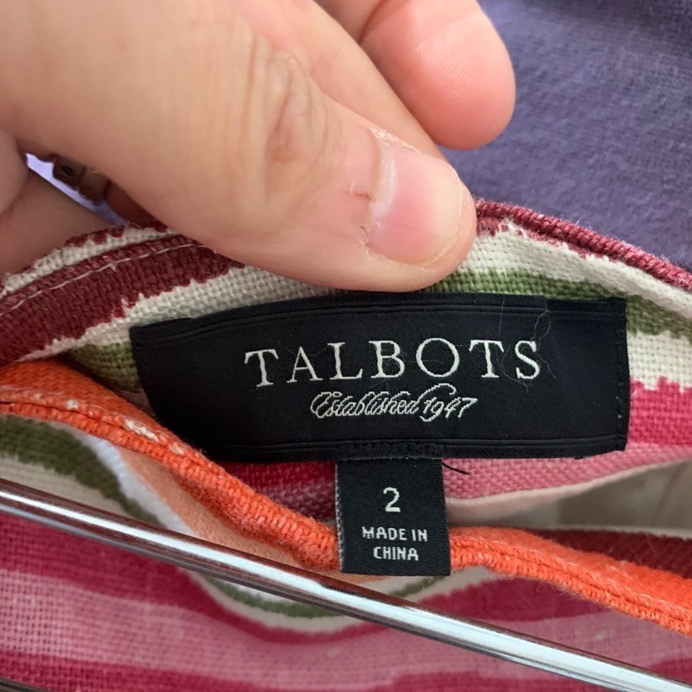 Talbots striped pink/greren/orange/cream  skirt 2 - Picture 3 of 3